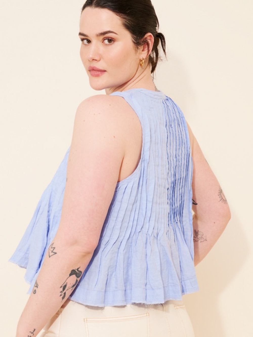 NWT Size XL - Anthropologie 100% Linen Pleated Top (NWT US$ 108) - Picture 5 of 15